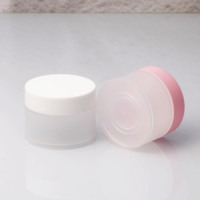 Pot en plastique PP rose et blanc givré de 30g emballage cosmétique vide pour crèmes de soin de la peau poudre libre et faux cils