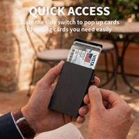 Porte-cartes Casekey de haute qualité, ultra fin, en métal, avec bouton poussoir latéral, blocage RFID, porte-cartes de crédit fin en aluminium, étui à ouverture pop-up