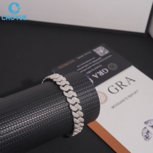 CHOYUE <b>Statement</b> <b>Necklace</b> VVS Moissanite Baguette Cut 18K Gold Plated Geometric Link Chain Luxury Unisex Party Jewelry - Product Image 4