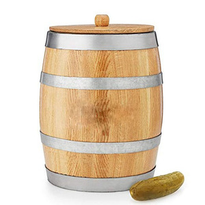 Baril à cornichons sur mesure haute capacité, antiseptique, réutilisable, en forme de cylindre, de qualité alimentaire, recyclable, en bois spécial - Product Image 1