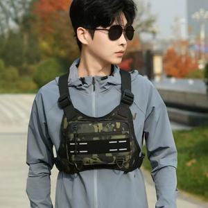 Adjustable Breathable Men's <b>Tactical</b> <b>Vest</b> Laser MOLL System Chest Bag for Running Cycling Hiking Durable Nylon Zip Closure - Product Image 4