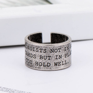 Stainless Steel Wide Face <b>Ring</b> With English Letter Inspiration For Men Gift Jewelry - Product Image 4