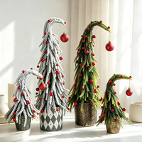 Nouvelle Arrivée : Mini Sapin de Noël Artificiel Vert à Col Incliné, Décoration de Table en Pot avec Baies Rouges