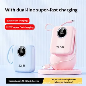 Batería Externa de Carga Rápida y Resistente de 22.5W con Cable Micro USB Integrado, Tipo-C, Pantalla LED, Mini Compacta, Venta al Por Mayor - Product Image 4