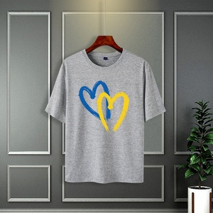 เสื้อยืดคอกลมสำหรับผู้ชายผ้าโพลีเอสเตอร์100% ใหม่พิมพ์ลายหัวใจแนววินเทจทรงหลวมฟิตเนสตัวยาว180กรัมความยาวสั้นดิจิตอล - Product Image 6