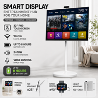 Televisor Portátil Android LCD HDTV de 27 Pulgadas con Retroiluminación LED, Pantalla Táctil de 10 Puntos, Soporte, Proyección Bidireccional, Color Blanco