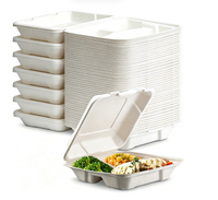 Contenants alimentaires jetables en bagasse 100 % compostables avec 1/2/3/4/5 compartiments, fabriqués en fibre de canne à sucre biodégradable