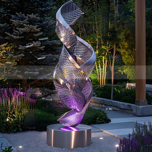 Adornos de escultura clásica abstracta de acero inoxidable pulido J276 adecuados para patios y jardines - Product Image 2