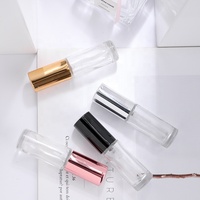Bouteille d'échantillon en verre transparent de 4 ml avec logo OEM, cylindre pour parfum/tonique et eau, pulvérisateur pompe or rose, soins personnels, MOQ 500 pièces