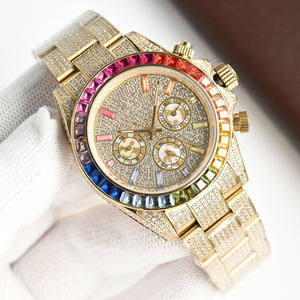 2026 Top Luxury Full Diamond Men's Gold Coloured Gemstone Automatic Mechanical <strong>Watch</strong> Hip Hop Business High End <strong>Vacations</strong> <strong>Watch</strong> - Product Image 1
