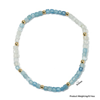 Bracelet extensible en perles de sucre cubiques de pierres précieuses assorties avec acier inoxydable doré, labradorite, kunzite, grenat – Bracelet énergétique de yoga