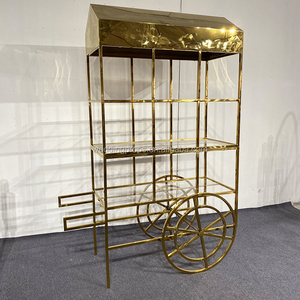 Wedding Party Garden Decoration <strong>Flower</strong> <strong>Display</strong> Stainless Steel Candy Cart Gold Candy Cart <strong>Display</strong> - Product Image 2