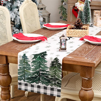 Chemin de table en lin pour Noël avec logo personnalisé, faible MOQ, 13x72 pouces pour table à manger - Décoration de fête lavable à franges