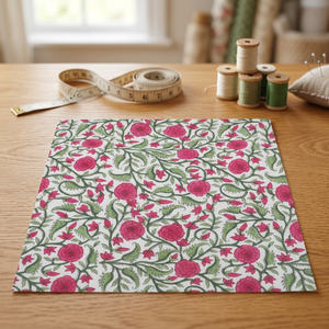 Desert Blossom Pink Open Indian Handmade Woven Block Printed 100% Cotton 150gsm Eco-friendly High Quality <b>Medium</b> Weight <b>Fabric</b> - Product Image 3