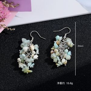 Handmade Natural Crushed Stone Crystal Long <b>Tassel</b> Drop <b>Earrings</b> Zinc Alloy Fashion Dangle <b>Earrings</b> Yiwu Origin - Product Image 2