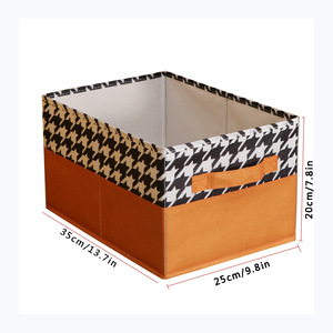 Foldable Fabric <b>Storage</b> Box Rectangle Houndstooth Blue Print <b>Clothes</b> Organizer Wardrobe <b>Storage</b> - Product Image 5