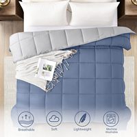 Couette réversible pour lit simple, double, queen, king et très grand lit |   Microfibre Box Stitch, toutes saisons, lavable en machine