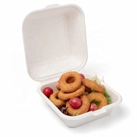 Boîte à lunch jetable en papier de canne à sucre naturel, biodégradable, en gros, bon marché, pour hamburger, à emporter