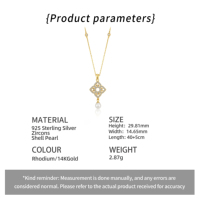 Vente en gros, promotion exceptionnelle, OEM ODM, collier en argent sterling 925 avec perles de coquillage, zircons, plaqué or rhodié, bijoux de mode pour femmes, fabrication en usine