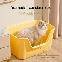 Bac à litière manuel extra large anti-éclaboussures pour chats et chiens, en PP, design carré