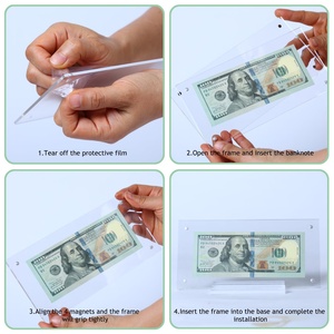 Wholesale Currency Frame <b>Display</b> <b>Case</b> Clear Acrylic Dollar Bill Holder With Base - Product Image 3