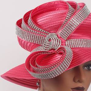 قبعات الكنيسة قسط حفلة فاسكيتر كنتاكي ديربي قبعات مأدبة قماش الساتان قبعات حجر الراين للنساء الزفاف - Product Image 6