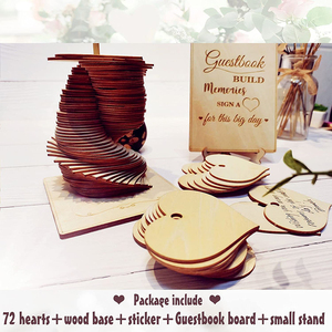 <span class=keywords><strong>Libro</strong></span> de invitados de deshierbe de madera creativo, letrero con forma de corazón, decoración de madera - Product Image 5