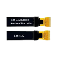 Modul Layar PMOLED OLED Huaxin 0.87 Inci 128*32 IC Driver SSD1316 Antarmuka I2C Monokrom Sudut Pandang Penuh