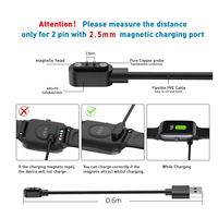 Câble de charge magnétique SmartWatch Pogo Pin 2p-2.5mm pour lunettes intelligentes et montres connectées 2 broches avec connecteurs 2.5mm