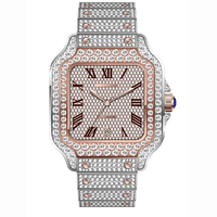 Montre mécanique personnalisée avec logo, montre automatique en diamant pour homme, montre carrée entièrement sertie de moissanite, fermoir réglable