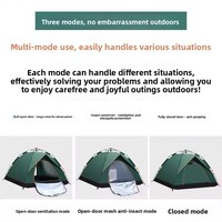 Tente de camping portable Walking Bear à double couche avec tiges en fibre de verre, entièrement automatique, protection solaire, imperméable 1000-1500mm
