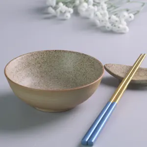 High Quality Retro Speckled Glaze Porcelain Ware Round Cereal Rice Bowls Ramen Soup Ceramic Bowl For Serving Food