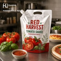 Pochette de recharge pour ketchup, sachet souple à fond plat en aluminium alimentaire avec bec verseur et poignée, emballage personnalisé pour bière, boissons et sauces