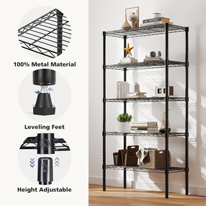 13.78" D X 35.43" W X 69.29" H 5 Tier Metal Wire Rack Shelf Standing <strong>Shelves</strong> Adjustable Steel Shelving Unit Organizers - Product Image 4