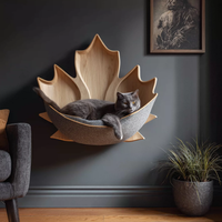 Nouvelle Arrivée Personnalisée : Lit pour Chat Mural en Forme de Feuille, Design Tendance en Bois Chaleureux, Nid pour Animaux de Compagnie Toutes Saisons pour Petits Animaux d'Intérieur