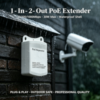 Répéteur Extenseur PoE Gigabit Extérieur 3 Ports Portée 200m IEEE 802.3af/at Étanche pour Caméra IP CCTV En Stock