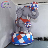 Adorable Modèle d'Éléphant de Cirque Gonflable Équilibré sur une Boule, Mascotte Géante pour Fêtes d'Enfants et Décoration d'Événements Thématiques