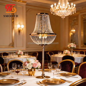 SMOOTH New <strong>Wedding</strong> <strong>Props</strong> Gold Silver Crystal Stand Lighted Table Chandelier Rechargeable Centerpieces for <strong>Wedding</strong> Decorations - Product Image 1