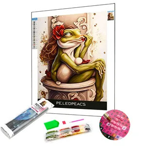 Diy Diamond Painting Kit The Frog That Leads The Flower Picture Full Round Square Drill Diamond Embroidery Painting