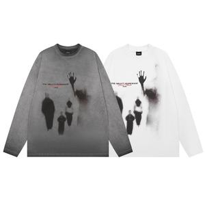 T-shirts à manches longues unisexes vintage en coton 100% lavés à l'acide, sérigraphie, nouvelle arrivée personnalisée - Product Image 1