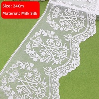 Dentelle en maille brodée soluble dans l'eau, couleur blanc lait, pour ourlets de vêtements, décolletés et accessoires décoratifs religieux catholiques