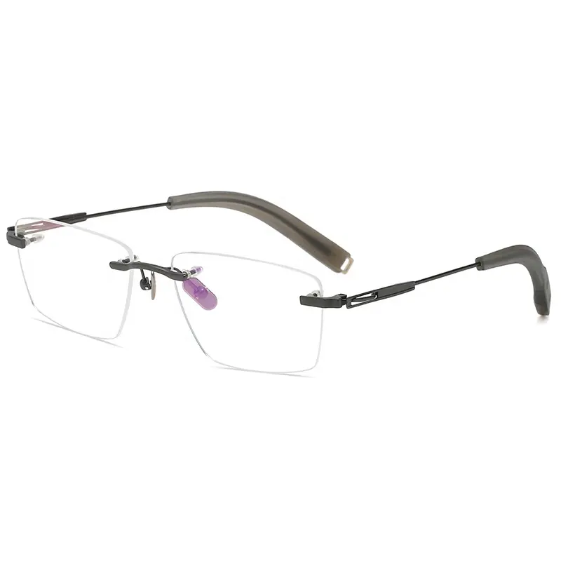 Armação de óculos sem aro de titânio, armação de óculos de grau para homens