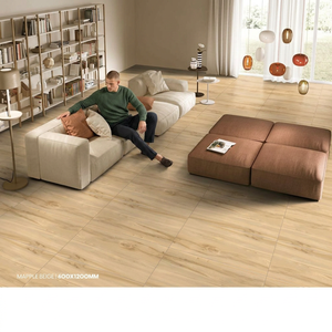 Carreaux de sol en porcelaine aspect bois brillant gris clair 600x1200mm, épaisseur 10mm, Inde, économiques, avec bord arrondi pour escaliers - Product Image 4
