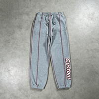 Survêtement à capuche gris 100 % coton avec logo personnalisé, manches longues, coupe décontractée, poches latérales, taille élastique, idéal pour l'automne