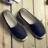Espadrilles basses rétro classiques Mocassins en toile de chanvre respirants à la mode polyvalents absorbant la sueur pour l'automne non lavables