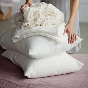 OEKO-TEX Flax linen bed sheet linen duvet cover pink color with hemp bedding 100% French flax linen bedding set