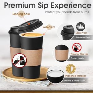 Ensemble de tasses à café expresso jetables avec couvercles, emballage à emporter avec logo personnalisé pour les cafés, papier artisanal pour le vin vente en gros - Product Image 4
