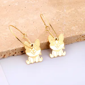 Trendy Earrings 2022 Gold Bali Earrings Designs Stainless Steel 18k Gold Plated Jewelry Cute Cat Animal Bulk Wholesale Earrings