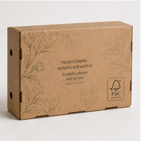 Boîte à fleurs en carton ondulé personnalisée de luxe avec logo, emballage cadeau, impression bronzée, boîtes rigides recyclables