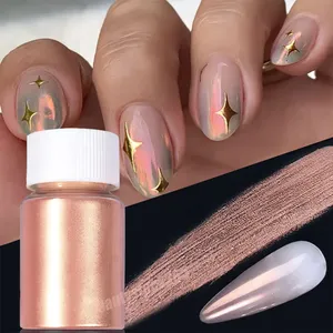 1 Boîte de Poudre à Ongles Effet Chrome Rose Cerise Nacré, Paillettes Dégradées Effet Miroir, Poussière à Frotter Effet Aurore pour Décoration d'Ongles - Product Image 5